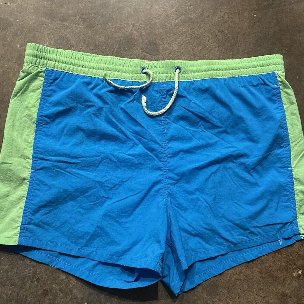 Claiborne Swim Trunks Men’s Medium Blue Green Colorblock Nylon Shorts